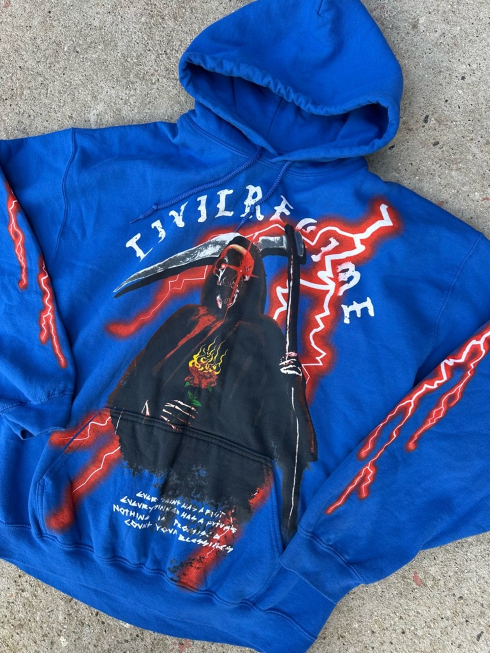 Civil Regime Men's Hoodie XL Reaper Blue Lightning Streetwear AOP Sweatshirt